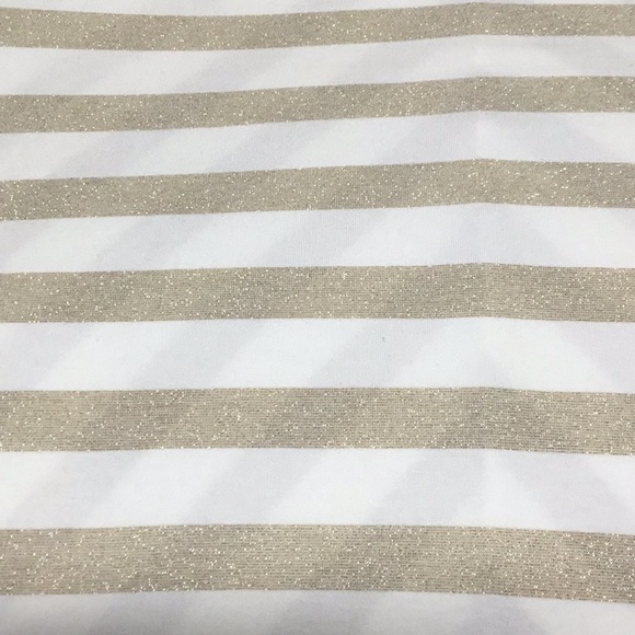 Chico’s Shimmer Striped Tee, Ecru/Gold, 2 - Picture 5 of 9